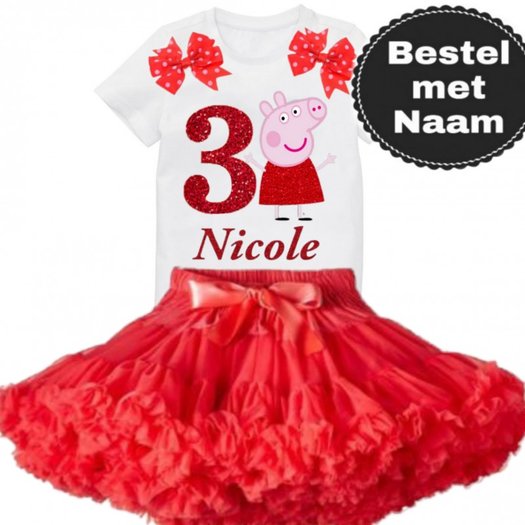 Peppa Big Verjaardag Set - met verjaardagcijfer tm 6 jaar - meetje-pettiskirts