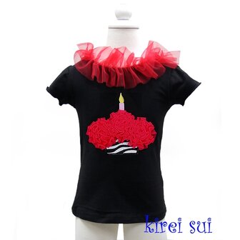 Top met korte mouw black cupcake Zebra red  80-92