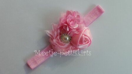 Haarband Pearl rossette Diamand Pink