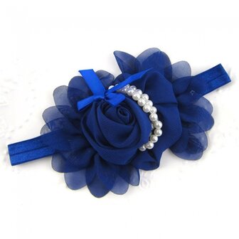 Girls Navy Blue Rose Pearl Haarband 