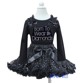 *Petticoat Set Zwart Glitter + longsleeve Wear to be diamond 