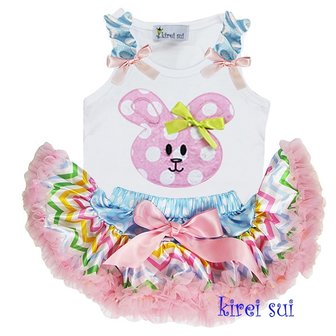 Petticoat Set Baby Rainbow Stripe Pastel  + top girly rabbit