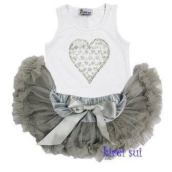 Petticoat Set Baby Licht grijs + top Sparkle Heart