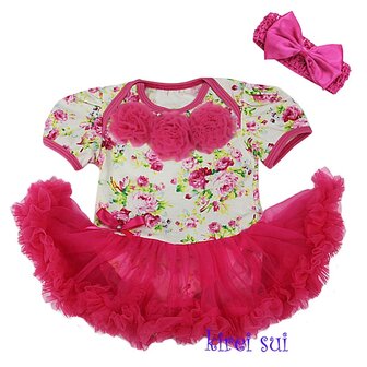 Pettiskirt Romper Flower Hotpink Rossette