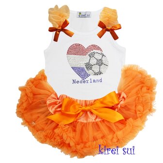 Petticoat Set Baby Orange + top Rhinestone Worldcup Netherlands
