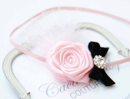 Exclusieve haarband Baby Tiny Pink with Feather
