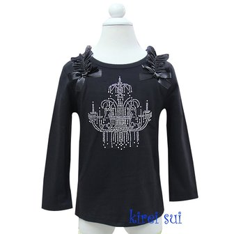 Glitter Elegant Rhinestone Chandelier Black Longsleeve 80-122