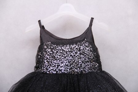 Black Zilver Sequin Prinses Feestjurk 98-146 