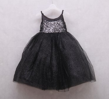 Black Zilver Sequin Prinses Feestjurk 98-146 