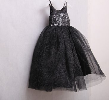Black Zilver Sequin Prinses Feestjurk 98-146 