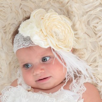 **Luxury Cream White Kant Poppy Flowers 