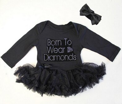 Pettiskirt Romper Longsleeve Rhinestone Born to wear diamonds