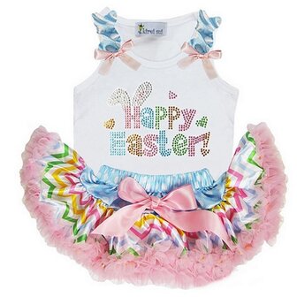 Petticoat set Pastel Stripe + Top Happy Easter