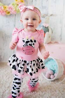 * 3delige set Pettiskirt Romper Cowgirl Pink 