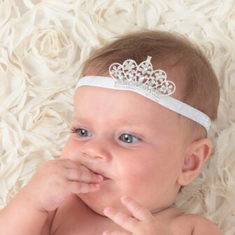   Babykroon Pearl Sparkle haarband wit 