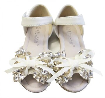   Ballerina Sandaaltjes Chrystal hartjes Cream 