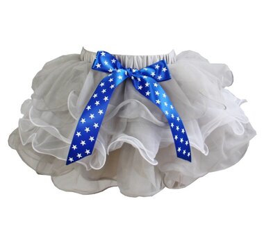 Tutu Petal Skirt Grijs met Blue polkadot strik maat 74-122