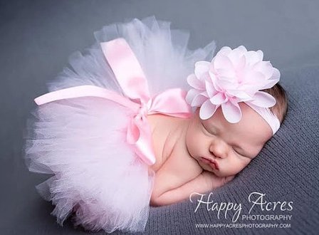        2delige foto prop tutu &amp; haarband pink met roze strik  