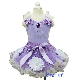 Prinsessenjurk Sofia Petticoat set met glitter &amp; bloem 