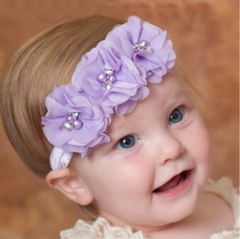 Baby Haarbandje Chiffon flower sparkle lila 