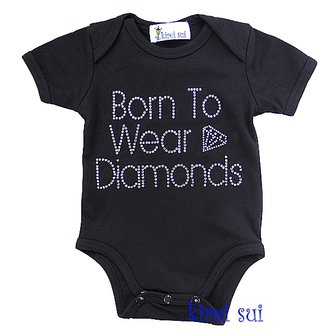 Baby Fashion Romper zwart Born to wear diamonds