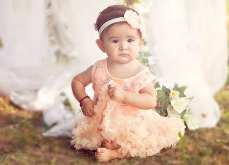 Baby jurk Peach pink Roos Glitter