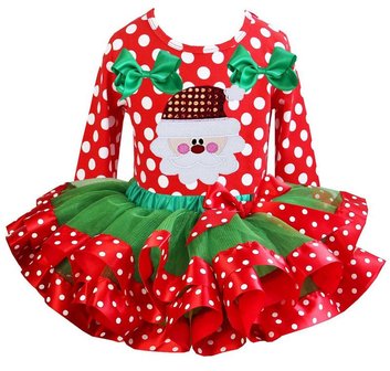 Kerst jurk kerstman  tutu set polkadot red longsleeve