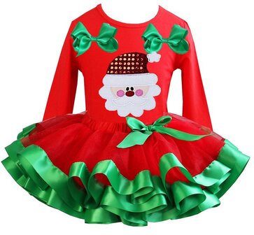 Kerst jurk tutu set kerstman red longsleeve