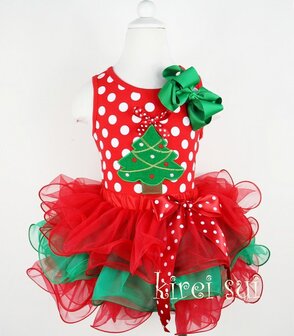 Kerst tutu Polkadot Rood kerstboom 