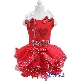 Kerst tutu Rood set Glitter I love santa 