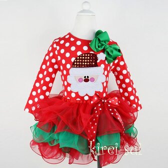 Kerst tutu Polkadot Rood longsleeve kerstman 