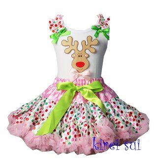 Kerst petticoat set satijn rendier colorful
