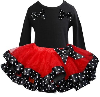 Tutu rok set Longsleeve zwart rood 