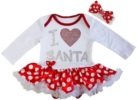 baby kerstjurk Glitter I love santa longsleeve