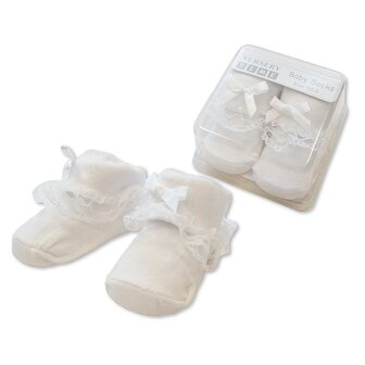  baby sokje newborn wit kant 