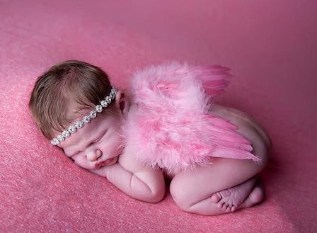    Engelvleugels Luxe pink + Haarband Newborn, 