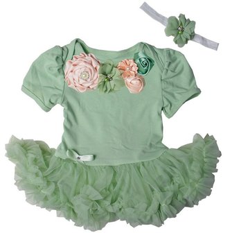 Baby jurk romper Flower Vintage Luxe Garden Pistache