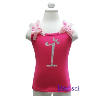 Luxe Verjaardagset Petticoat Luxe Hotpink pink + rhinestone top nr 1