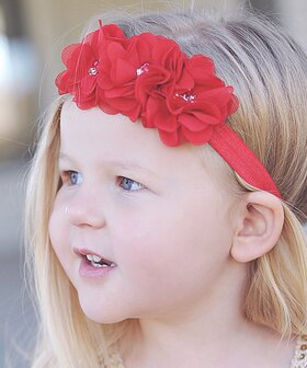 Haarband Chiffon bloem sparkle rood