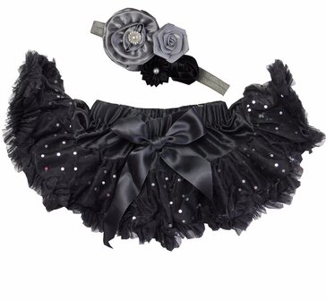 Baby Petticoat glitter zwart &amp; haarband 