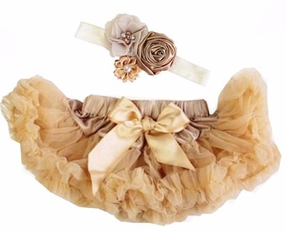 Baby Petticoat antiek goud &amp; haarband 