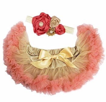 Baby Petticoat antiek goud blush pink &amp; haarband 