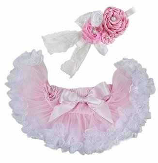 Baby Petticoat Baby-roze kant &amp; haarband 
