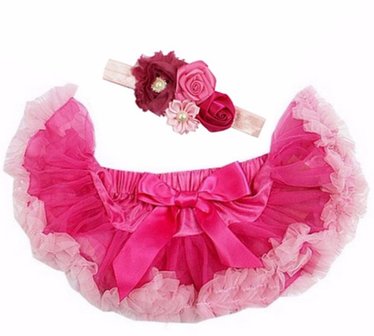 Baby Petticoat Roze hotpink &amp; haarband 