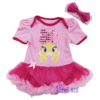 Baby jurk pasen Konijn roze Hotpink Glitter strik