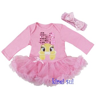 Baby jurk pasen Konijn roze Glitter Strik Longsleeve