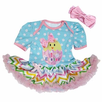 Baby jurk colorful pastel 1e pasen kuikentje