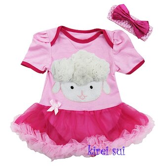 Baby jurk pasen 3d schaapje pink hotpink