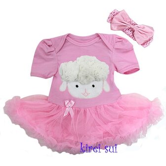 Baby jurk pasen 3d schaapje pink 