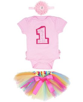 verjaardag Tutu 1 jaar set Cake smash 3 delig  